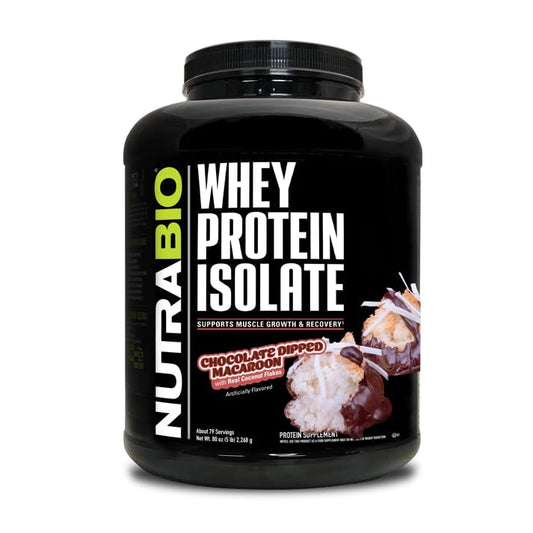 NutraBio Whey Protein Isolate Supplement – 25g of Protein Per Scoop with Complete Amino Acid Profile - Soy and Gluten Free Protein Powder - Zero Fillers and Non-GMO - Chocolate Dipped Macaroon 5lbs