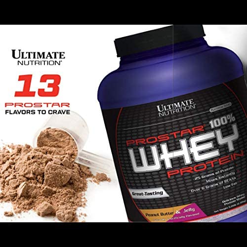 Ultimate Nutrition Prostar Whey Protein Powder Blend of Whey Concentrate Isolate and Peptides – Low Carb, Keto Friendly, 25 Grams of Protein - 30 Servings, PB&J, 2 Pounds