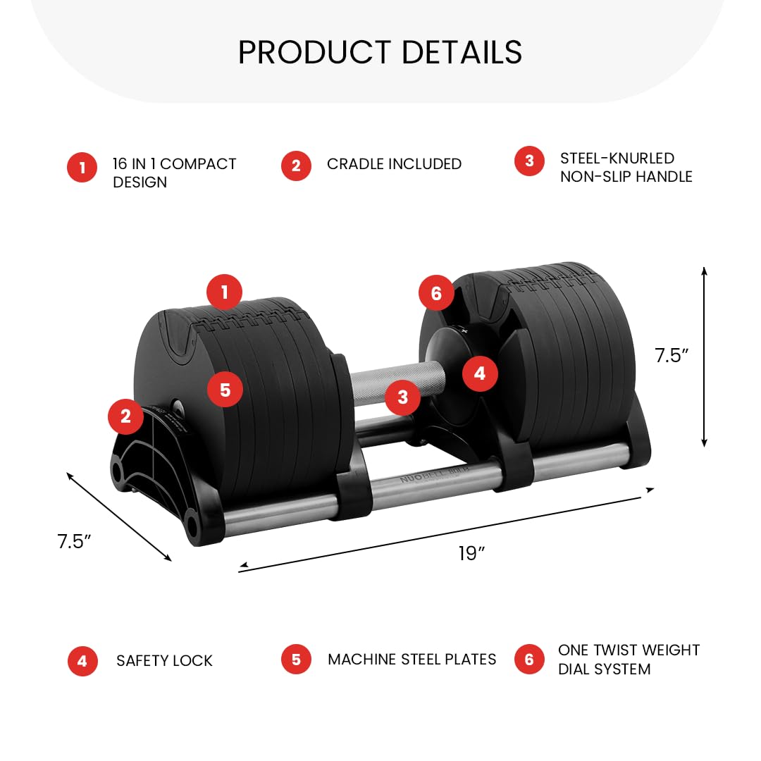 NUOBELL Adjustable Dumbbell Pair 5-80 lbs : the Adjustable Dumbbells and Free Weights You've Always Wanted for Home Gym, Weight Benches and Dumbbell Exercise. Ships as 2 Packages. (Tactical Green)