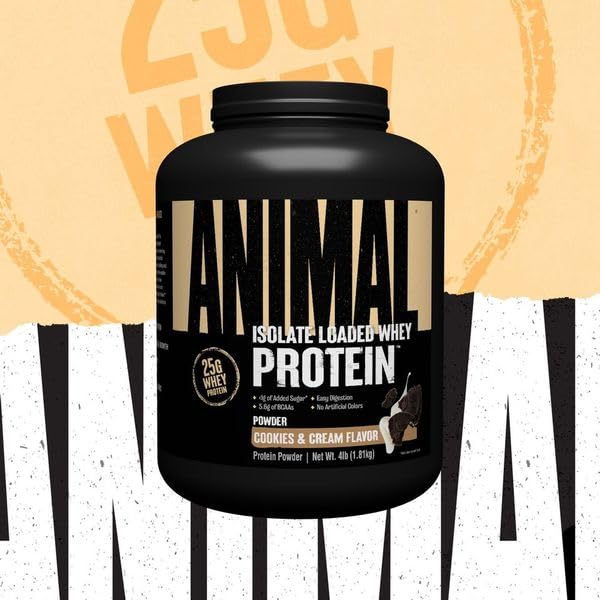 Animal Whey Isolate Protein Powder - Loaded for Pre & Post Workout Muscle Builder and Recovery with Digestive Enzymes for Men & Women - 25g Protein, Great Taste, Low Sugar - Chocolate 4 lbs