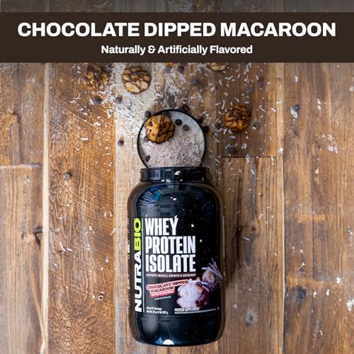 NutraBio Whey Protein Isolate Supplement – 25g of Protein Per Scoop with Complete Amino Acid Profile - Soy and Gluten Free Protein Powder - Zero Fillers and Non-GMO - Chocolate Dipped Macaroon 5lbs
