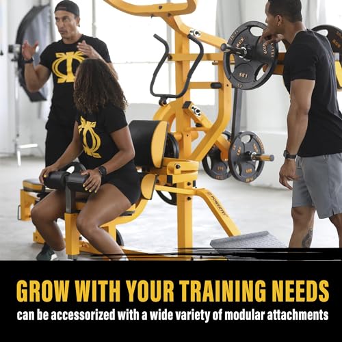 Powertec Fitness Workout Bench Multiystem® for Chest, Arms, Legs, 120.1 x 73.3 x 80.5 Inches, Yellow - Adjustable, Multi-User Weight Machines with Isolateral Arms - Premium at Home Gym Equipment