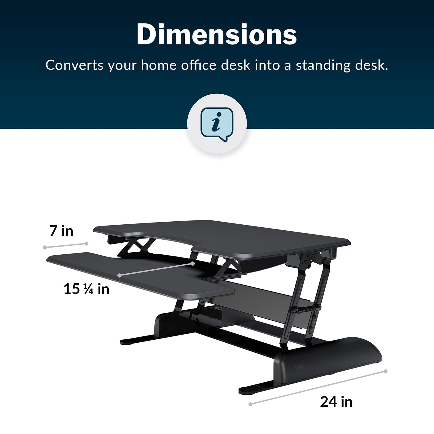 Vari - VariDesk Essential 36 - Two-Tier Standing Desk Converter for Monitor & Accessories - Height Adjustable Sit Stand Desk - Fully Assembled Monitor Riser for Home Office - 36" Wide, Black