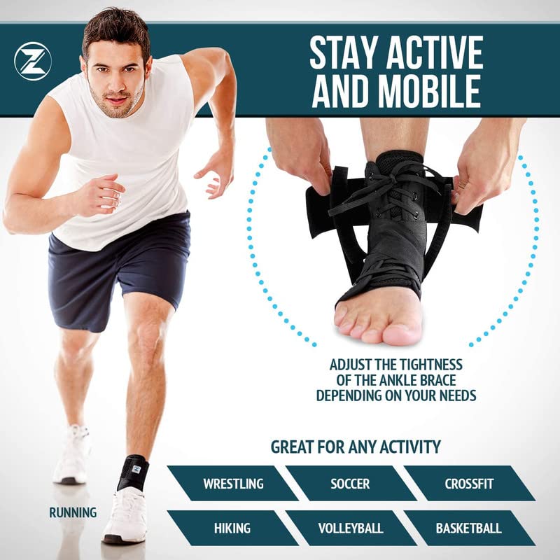 Zenith Ankle Brace, Lace Up Adjustable Support – for Running, Basketball, Injury Recovery, Sprain! Ankle Wrap for Men, Women, and Children