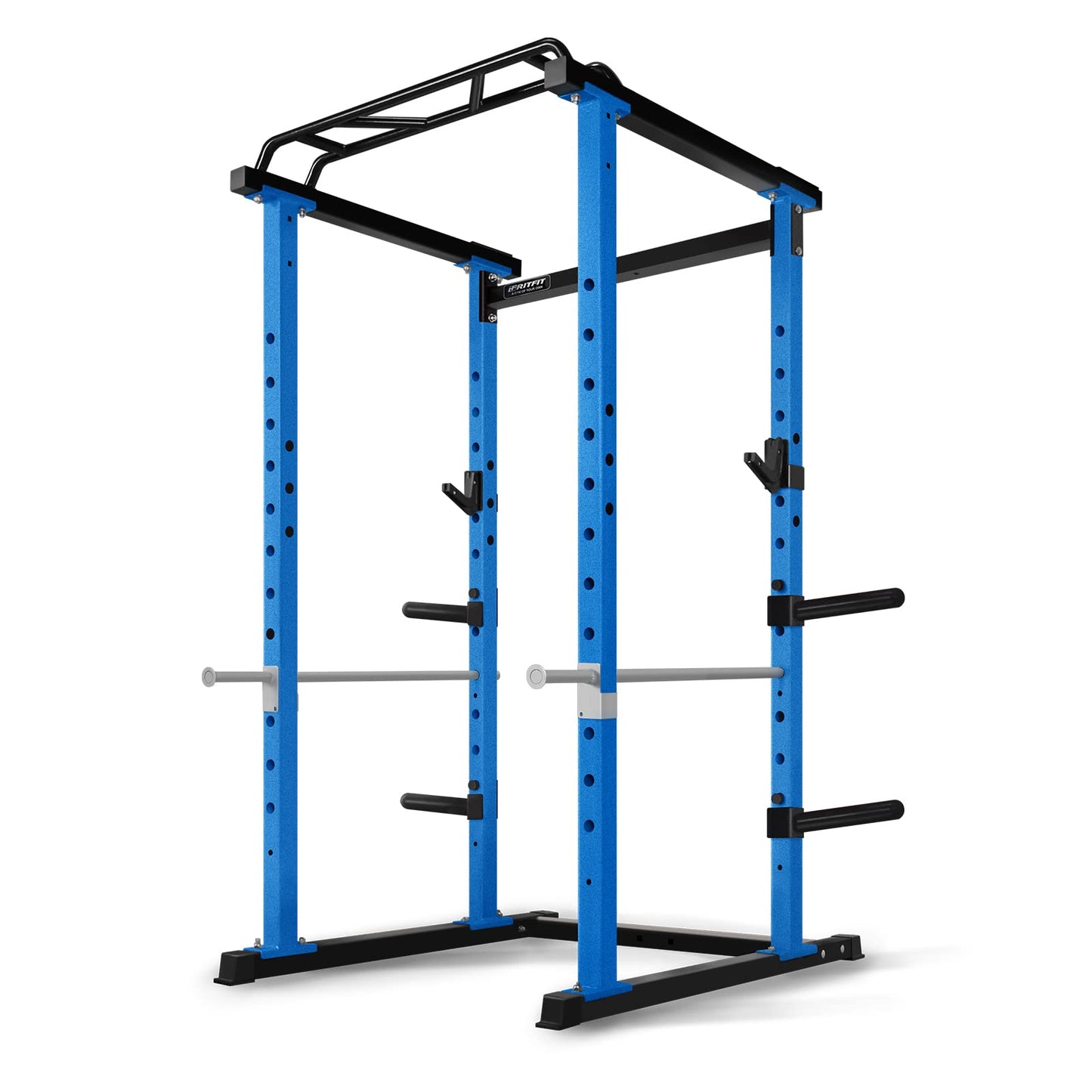 RitFit PPC01 Power Cage, 1000LB Capacity Power Rack Full Home Gym for Weightlifting, Come with J-Cups, Plate Holders and Other Attachments (Basic Version)-Blue