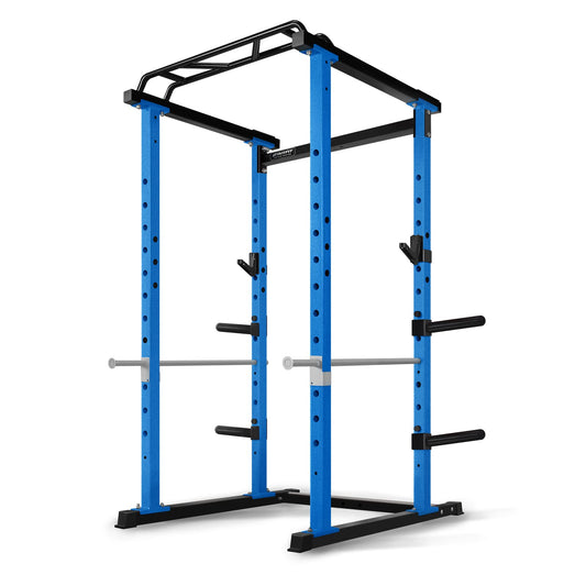 RitFit PPC01 Power Cage, 1000LB Capacity Power Rack Full Home Gym for Weightlifting, Come with J-Cups, Plate Holders and Other Attachments (Basic Version)-Blue