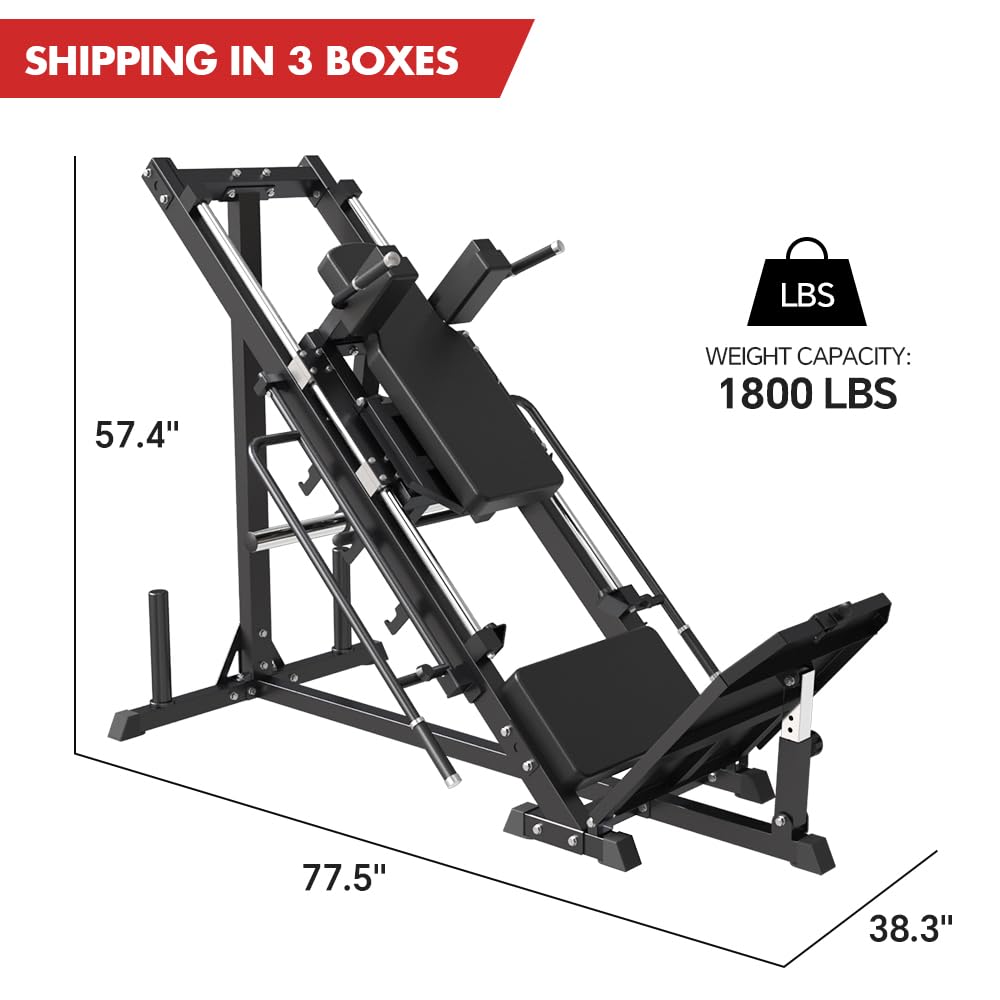 SPART Leg Press Hack Squat Machine, Professional Adjustable Leg Press Machine with Linear Bearing, Hack Squat Machine for Full Lower Body Special Workouts with Weight Storage Posts in Home Gym, Black