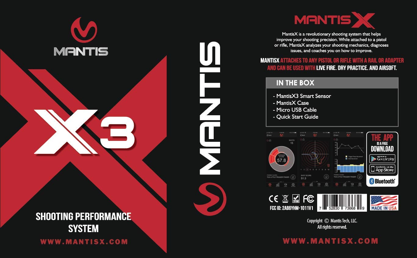 Mantis X3 Shooting Performance System - Real-time Tracking, Analysis, Diagnostics, and Coaching System for Firearm Training - MantisX