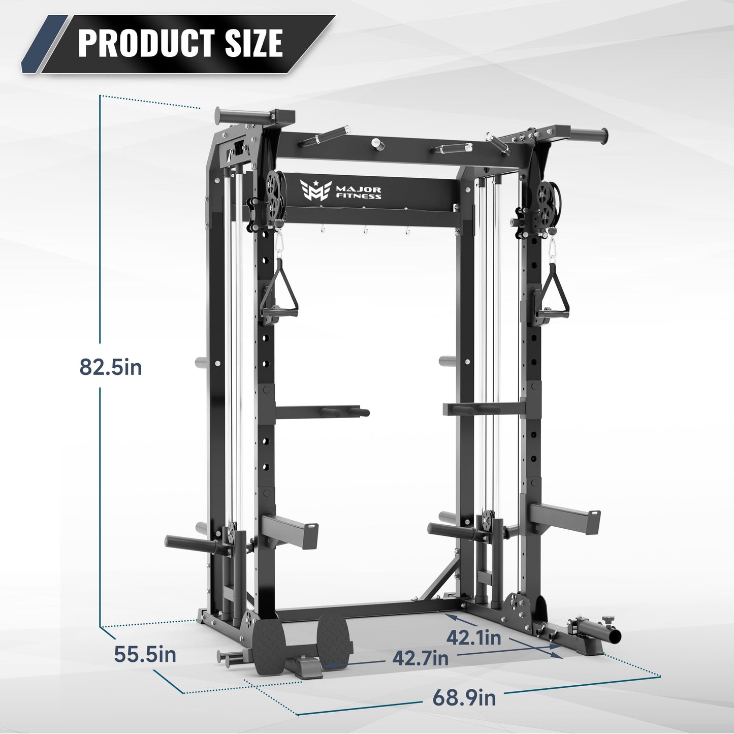 MAJOR FITNESS Multi-Functional All-in-One Power Rack F22, Squat Rack Home Gym Fitness, A Standard Strength Training Half Rack Power Cage(Black)