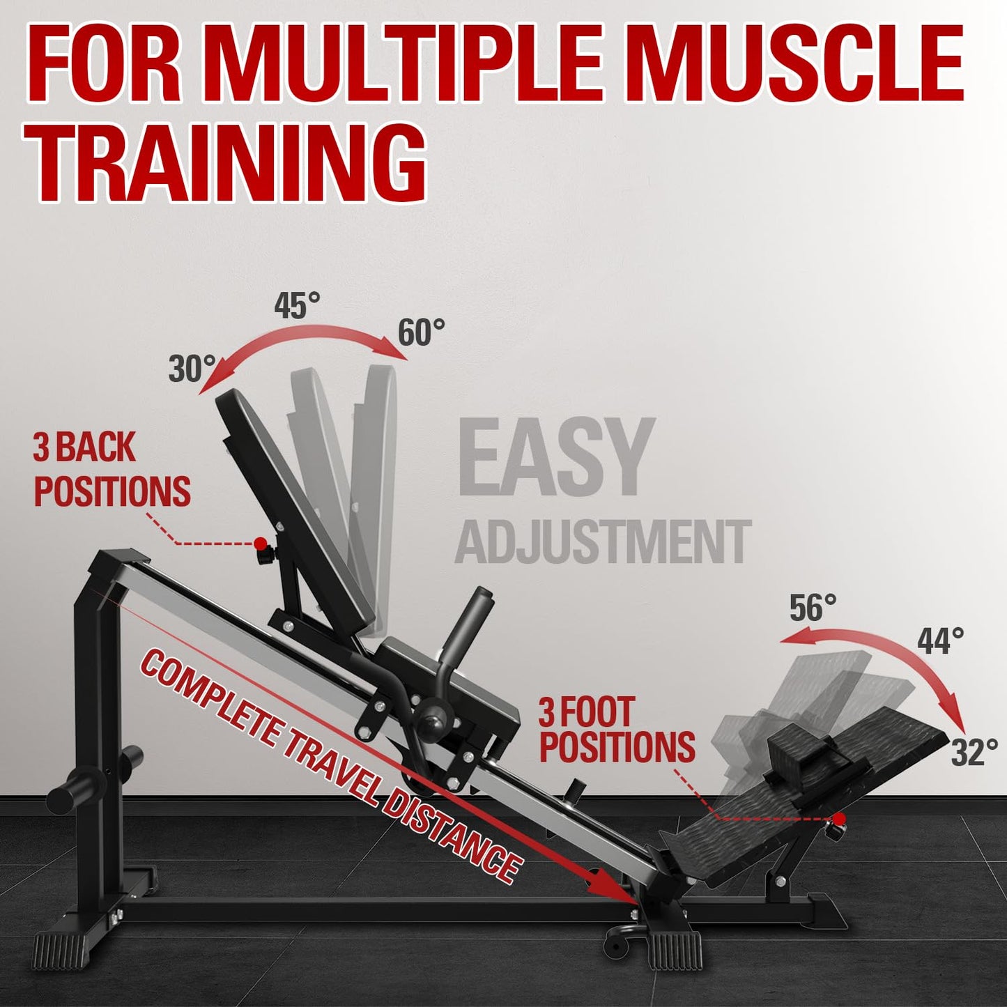 syedee Leg Press Machine, Compact Leg Sled Machine with Band Pegs and Calf Block, 900 LBS Weight Capacity, Squat Machine for Quads, Calves, Hamstrings, Home Gym Leg Machine