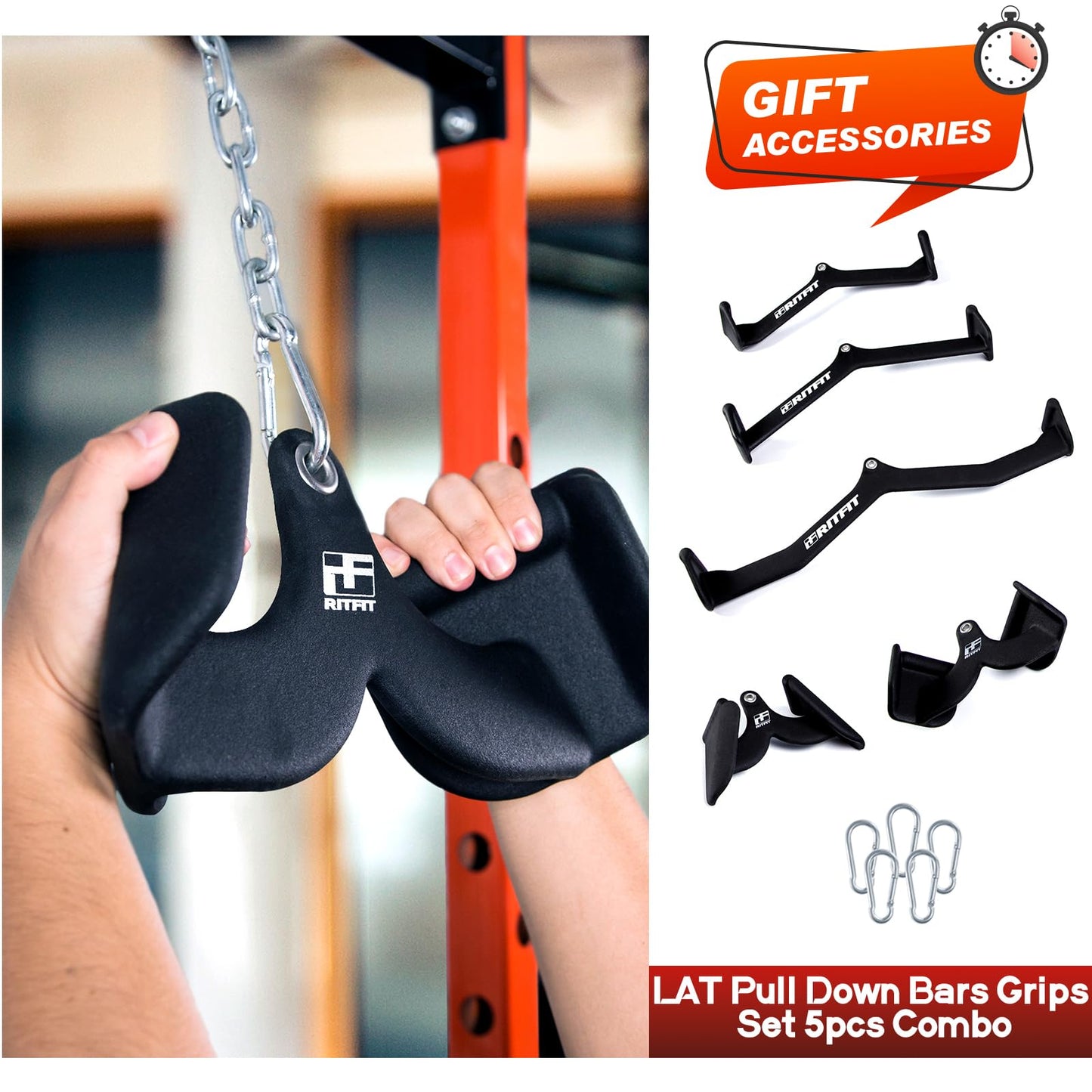 RitFit Squat Rack Power Cage Home Gym Package, Includes 1000LBS Power Rack with LAT Pull Down, Weight Bench, Rubber/Bumper Plates Set with Olympic Barbell (Package 1.9K (Bumper Plate 340LBS))-Grey