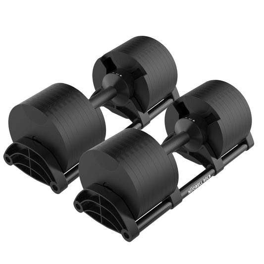NUOBELL Adjustable Dumbbell Pair 5-80 lbs : the Adjustable Dumbbells and Free Weights You've Always Wanted for Home Gym, Weight Benches and Dumbbell Exercise. Ships as 2 Packages. (Total Black)