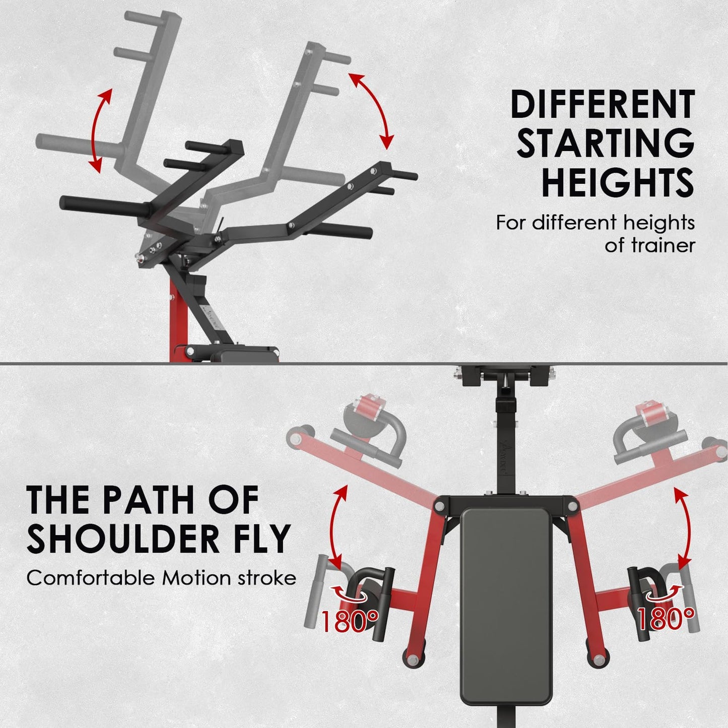 syedee Deltoid and Shoulder Press Machine, Lateral Raise Machine with Adjustable Seat and Backrest, 800 Weight Capacity Upper Body Machine for Home Gym