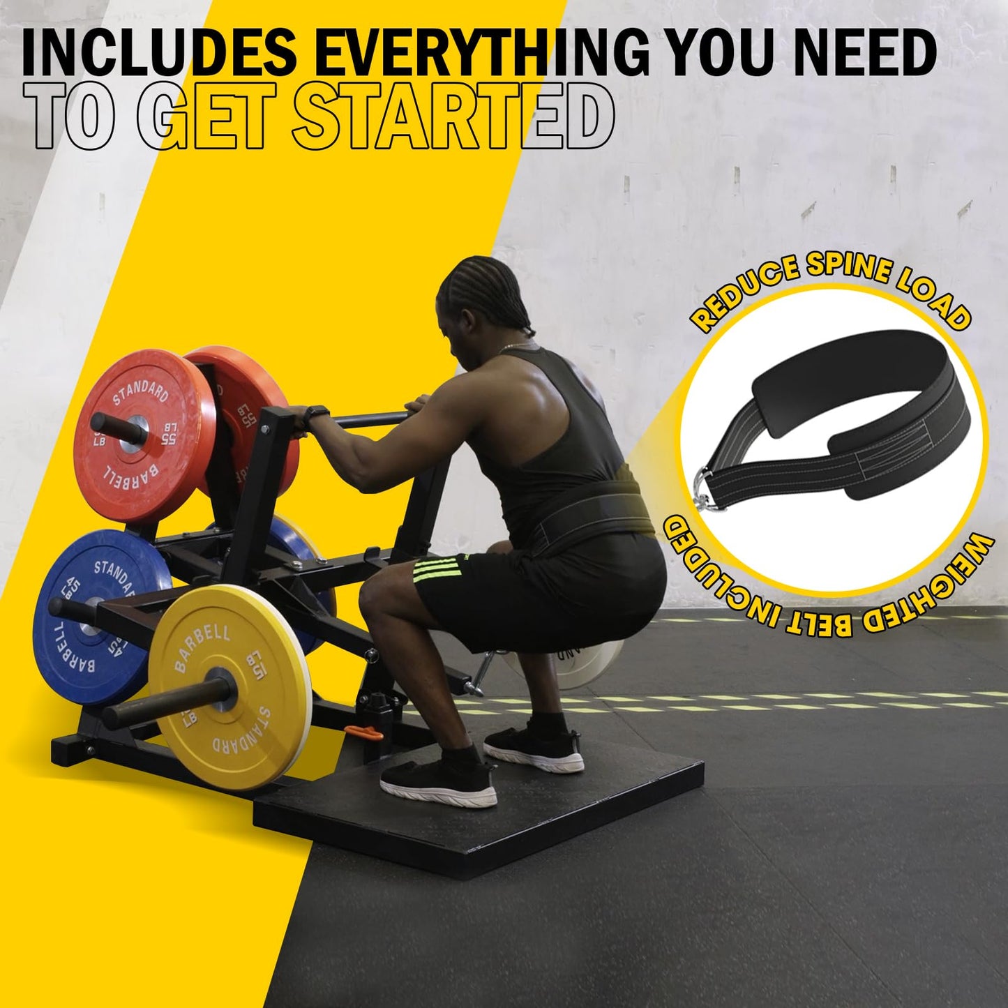 Syedee Belt Squat Machine, Leg Press Machine, Leg Workout Equipment Squat Machines for Home Gym, Leg Machine with Weightlifting Belt - 11 Gauge Steel, 1000 lb Capacity