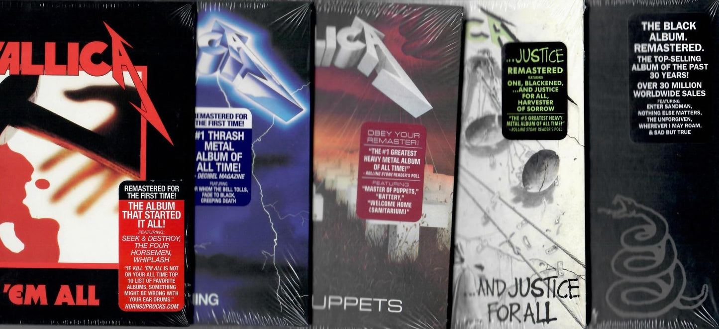 Metallica Classics Remastered CD 5-Pack 1983-1991: Kill Em All + Ride The Lightning + Master Of Puppets + And Justice For All + Metallica The Black Album