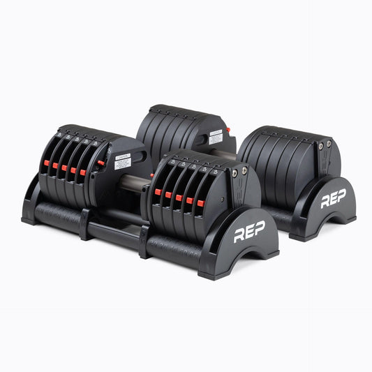 Rep Fitness Quickdraw Adjustable Dumbbells, Multiple weight ranges available including: 5-30, 5-40,5-50 and 5-60 lbs (5-60 lbs)