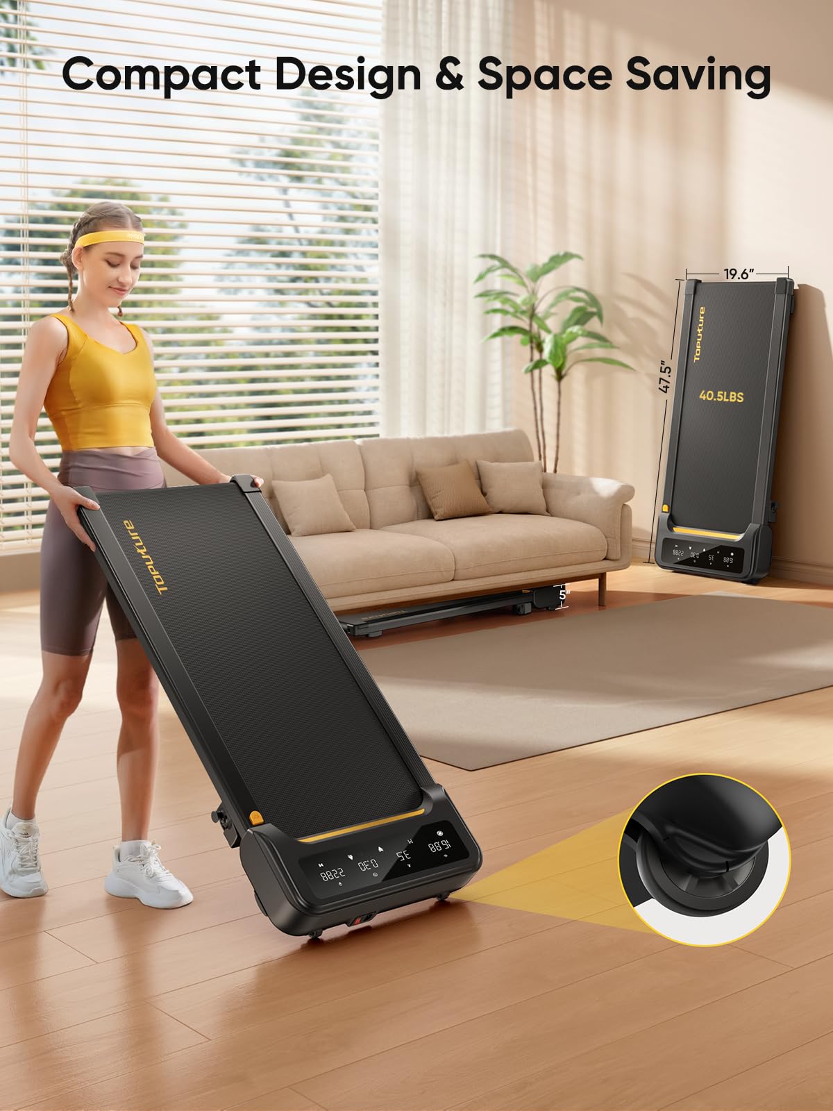 Under Desk Treadmill with Incline, Portable Walking Pad Treadmill for Home/Office, 2.5HP Walking Jogging Running Machine 300 lbs Capacity with LED Display, Remote Control/App Control