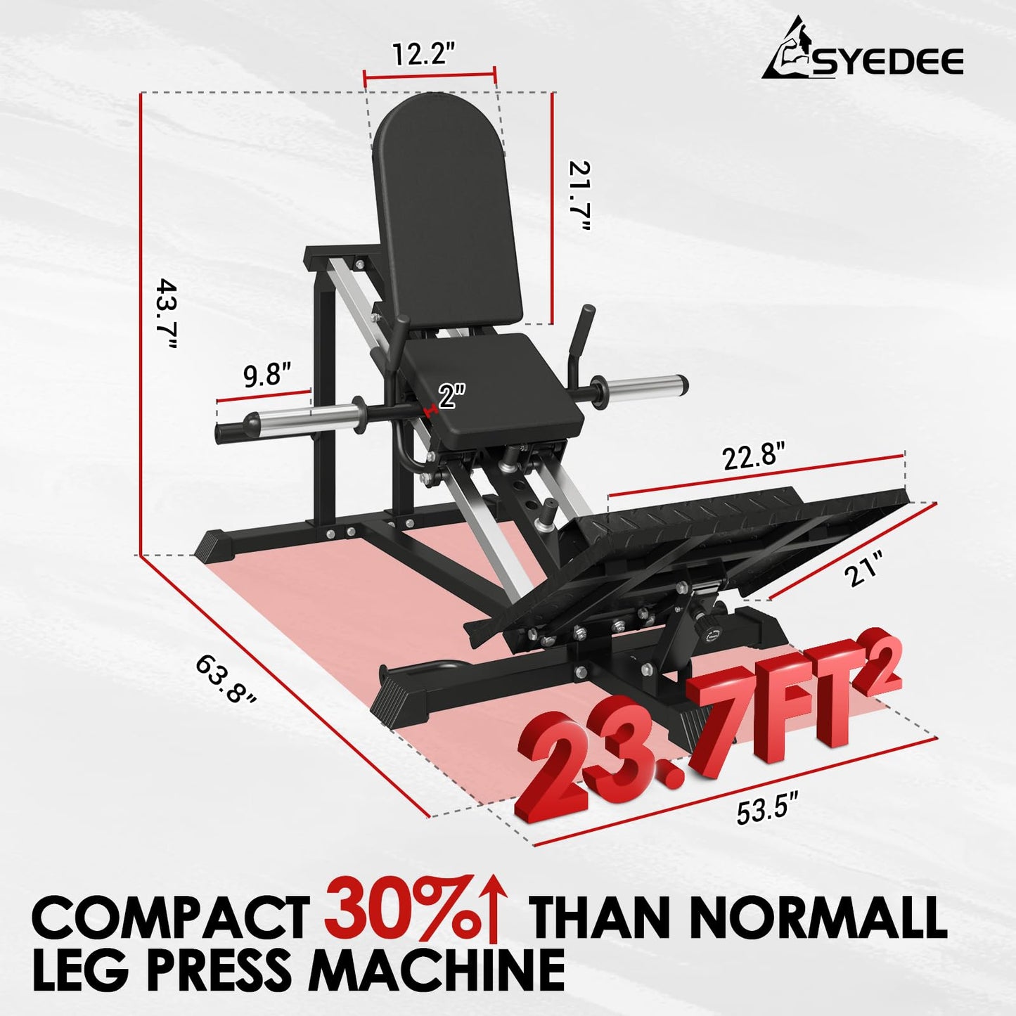 syedee Leg Press Machine, Compact Leg Sled Machine with Band Pegs and Calf Block, 900 LBS Weight Capacity, Squat Machine for Quads, Calves, Hamstrings, Home Gym Leg Machine