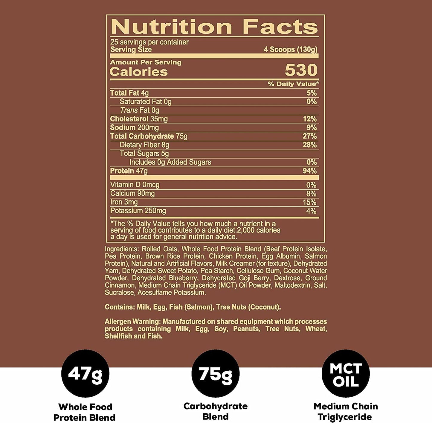 REDCON1 MRE Protein Powder, Fudge Brownie - Meal Replacement Protein Blend Made with MCT Oil & Whole Foods - Protein with Natural Ingredients to Aid in Muscle Recovery (25 Servings)