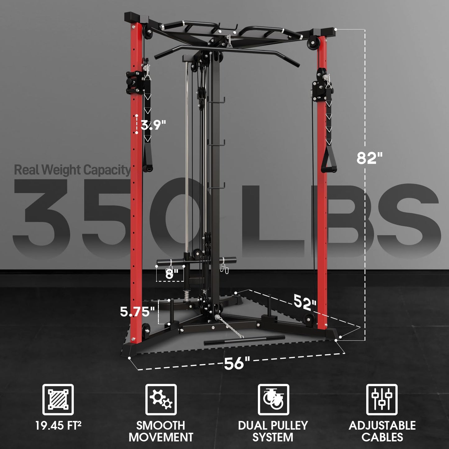 syedee Cable Crossover Machine, Functional Trainer with 17 Adjustable Positions, Home Gym Equipment with Pulley System, Cable Fly Machine and LAT Pulldown System Home Gym Red