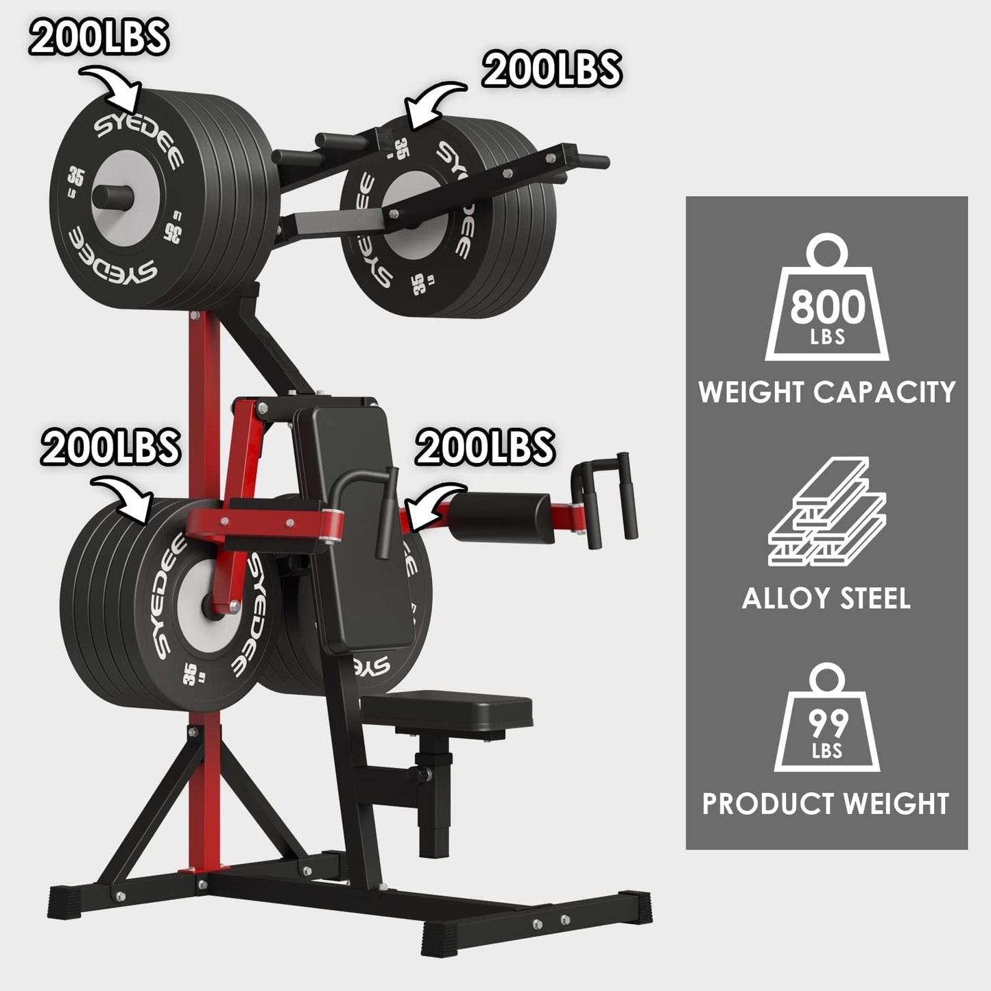 syedee Deltoid and Shoulder Press Machine, Lateral Raise Machine with Adjustable Seat and Backrest, 800 Weight Capacity Upper Body Machine for Home Gym