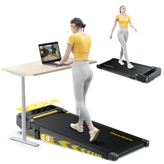 Under Desk Treadmill with Incline, Portable Walking Pad Treadmill for Home/Office, 2.5HP Walking Jogging Running Machine 300 lbs Capacity with LED Display, Remote Control/App Control