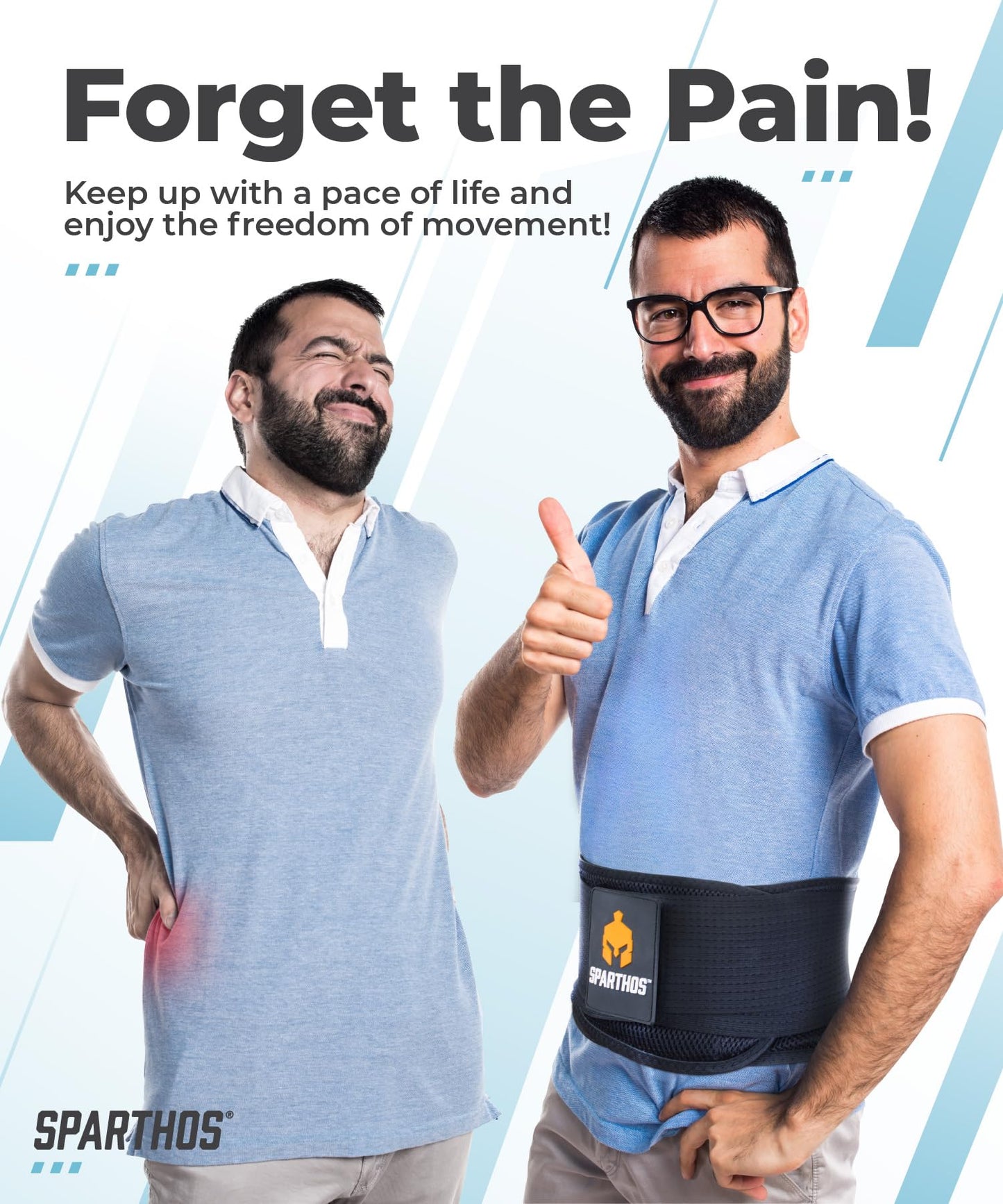 Sparthos Back Brace for Lower Back Pain - Immediate Relief from Sciatica, Herniated Disc, Scoliosis - Breathable Design With Lumbar Support Pad - For Home & Lifting At Work - For Men & Women - (Large)