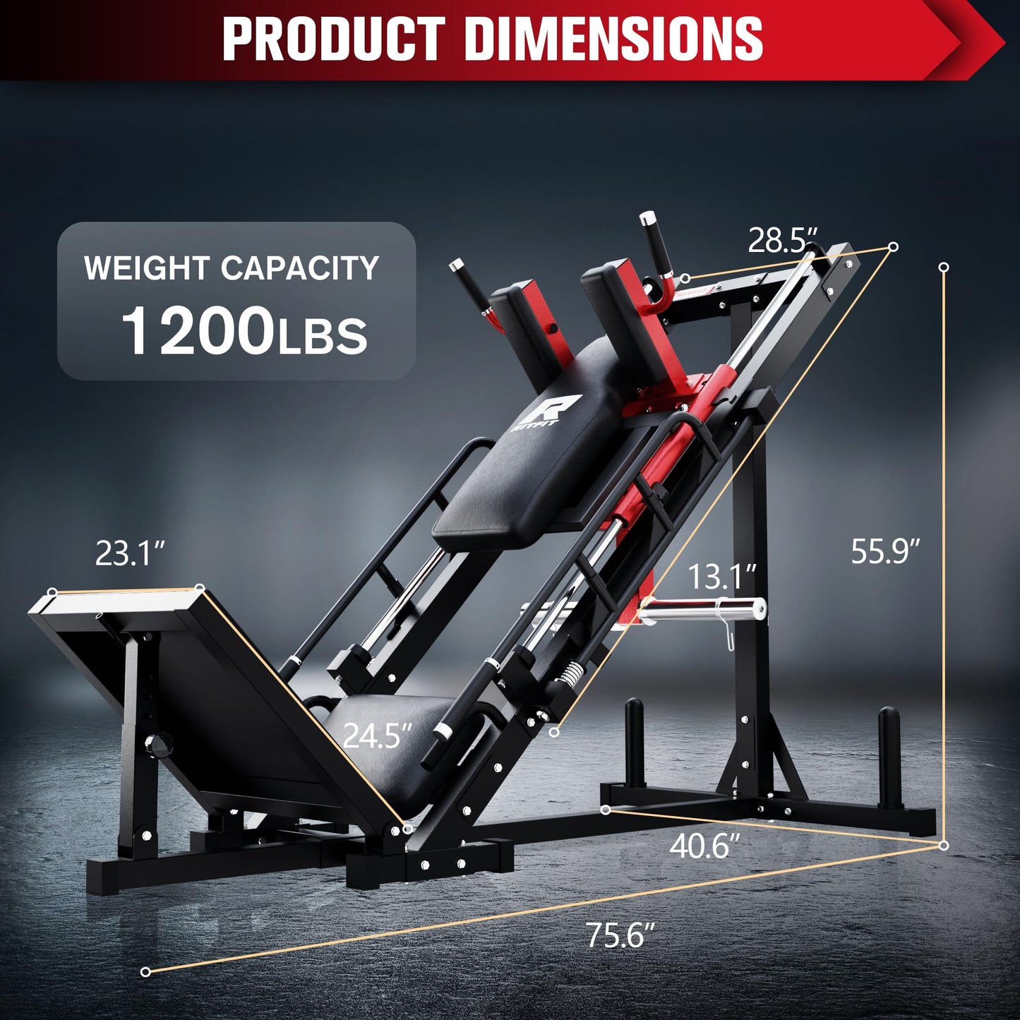 RitFit Leg Press Hack Squat Machine, Professional Adjustable Leg Press Machine for Home Gym with Linear Bearing, Specialty Hack Squat Machine for Full Lower Body Workout with Weight Storage Posts, Red
