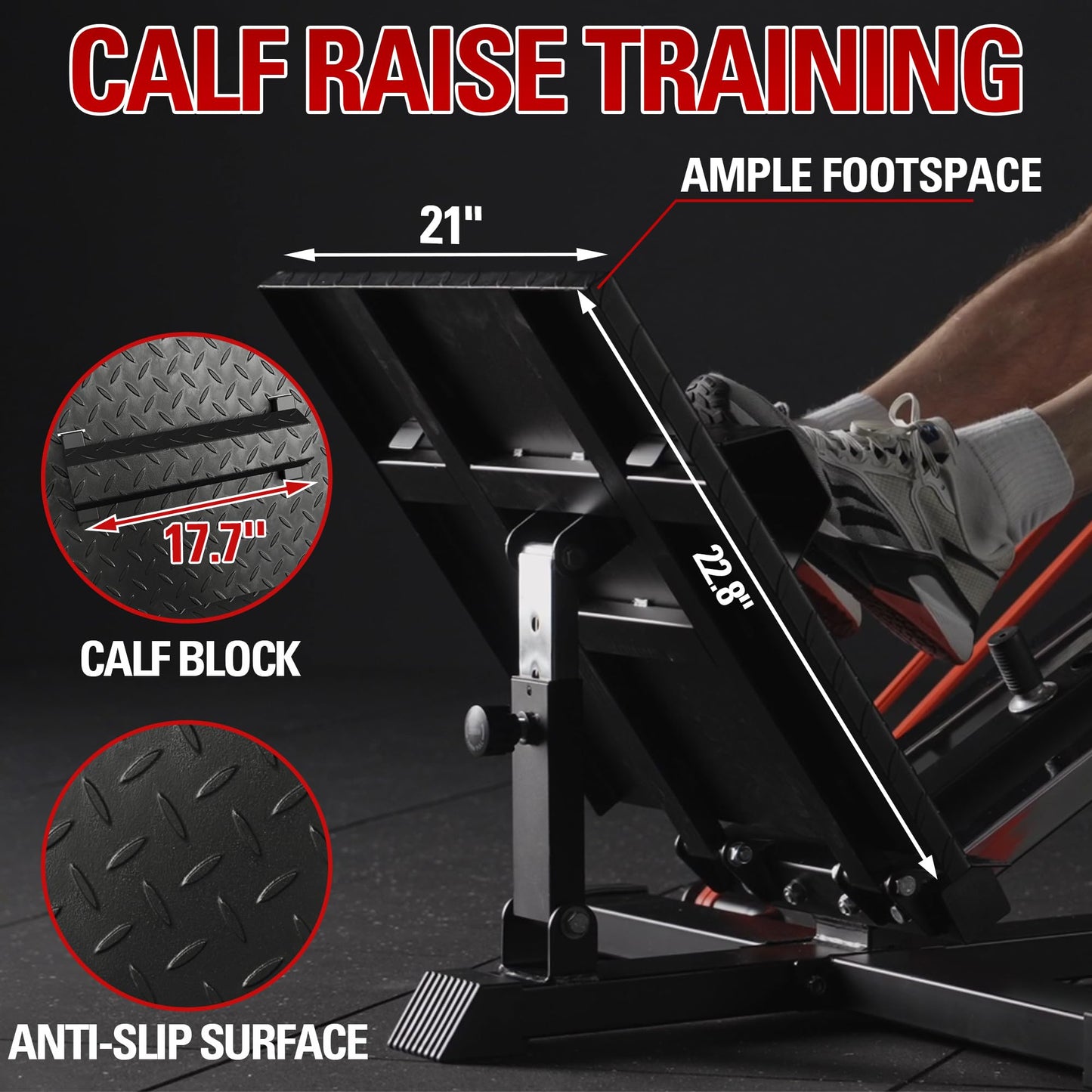 syedee Leg Press Machine, Compact Leg Sled Machine with Band Pegs and Calf Block, 900 LBS Weight Capacity, Squat Machine for Quads, Calves, Hamstrings, Home Gym Leg Machine