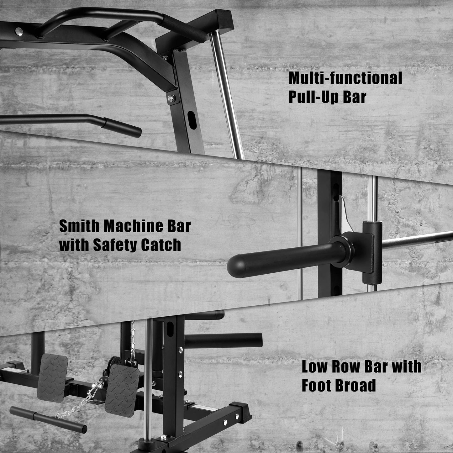 RitFit Smith Machine Power Rack with LAT-Pull Down System, Landmine, Barbell Bar, Plate Storage Pegs and More Training Attachment (Smith Machine 1.0)