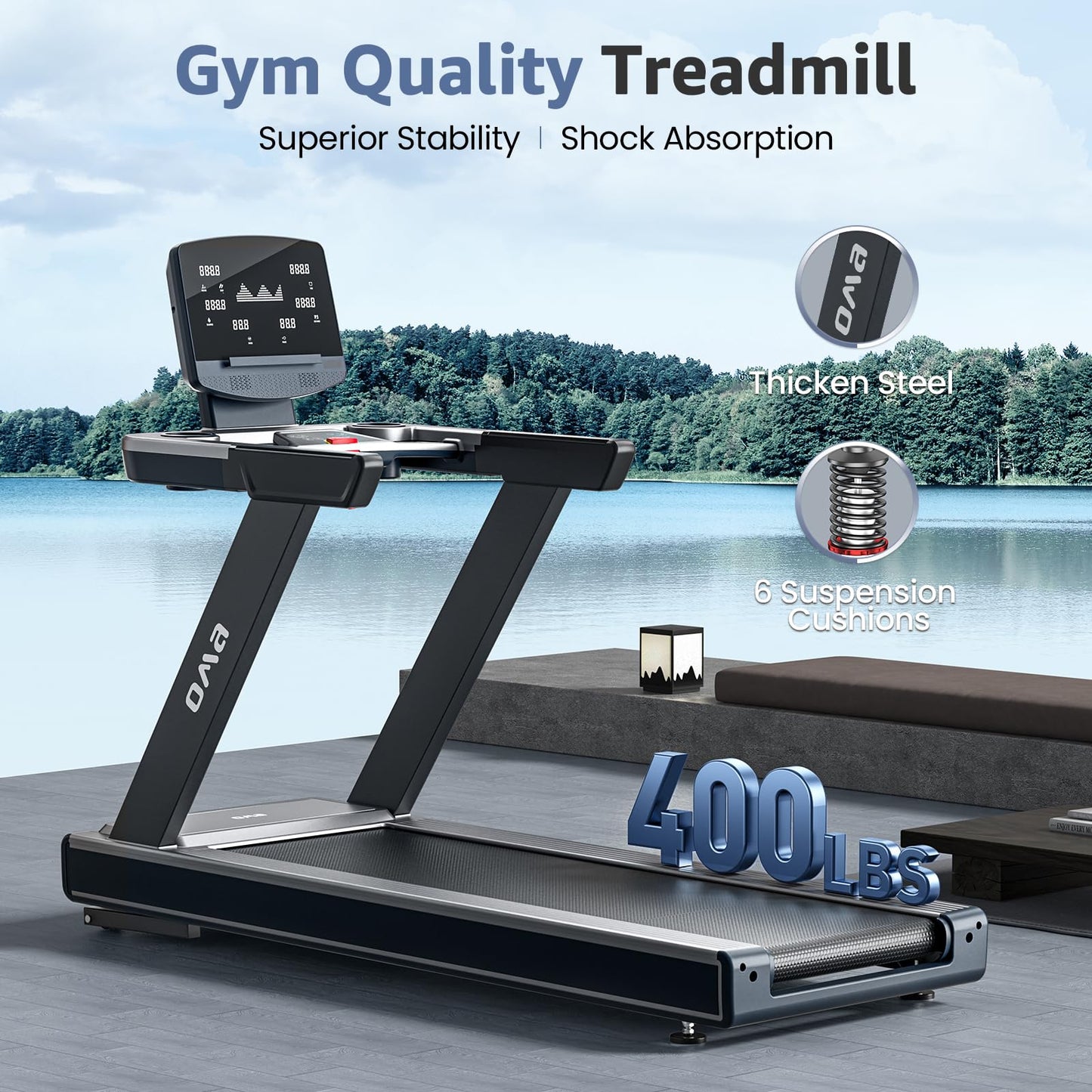 OMA Treadmill 5925 6134 6830, Treadmills for Home with Incline 15%, Folding Treadmill for Walking Running with Quiet Brushless, Pulse Sensors, 36 Preset Programs, LED Display