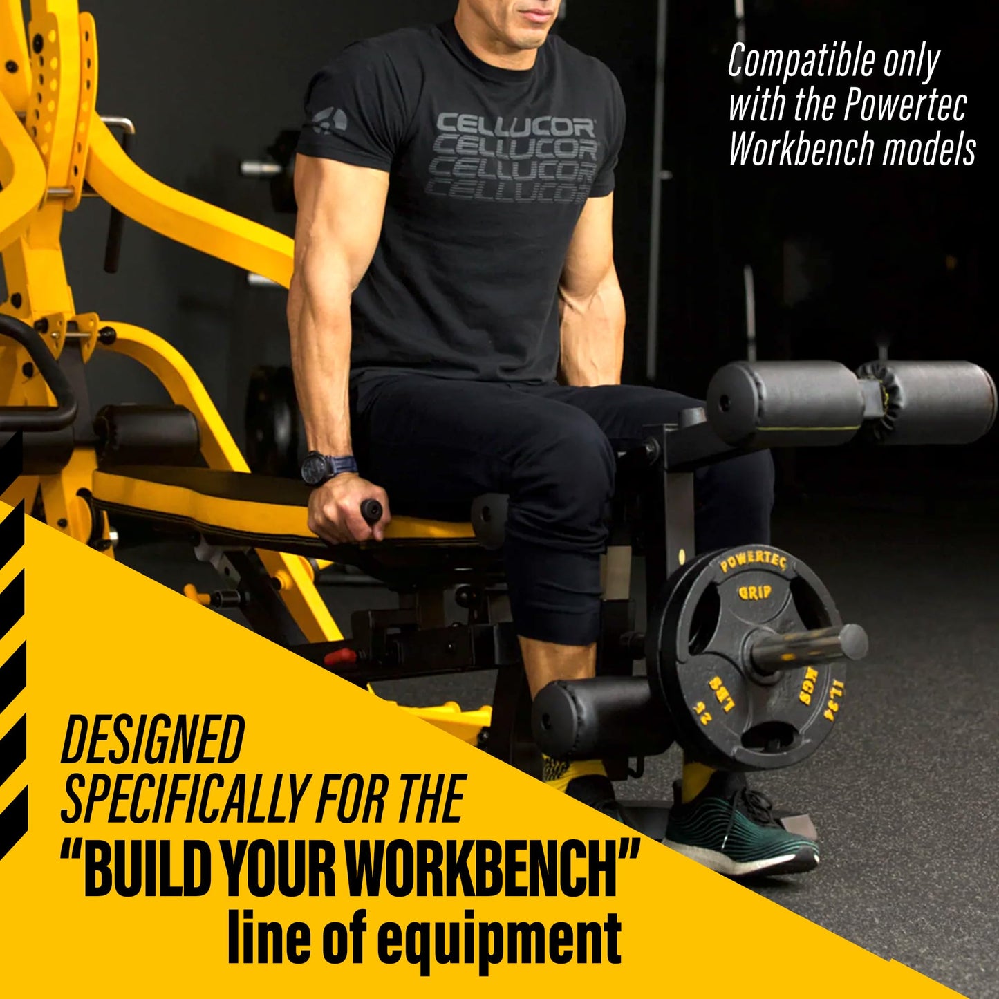 Powertec Fitness Lift-Curl Leg Extension Attachment for Workbench Exercise Equipment, 200 lbs. - Only Compatible with Powertec Products Weight Machine Attachments for Garage, Home Gym