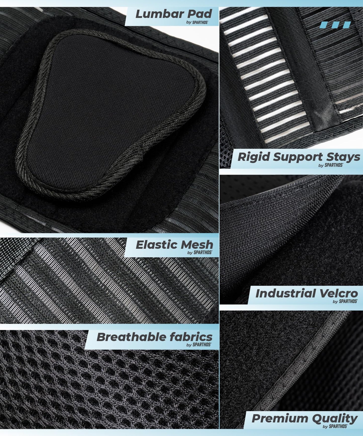 Sparthos Back Brace for Lower Back Pain - Immediate Relief from Sciatica, Herniated Disc, Scoliosis - Breathable Design With Lumbar Support Pad - For Home & Lifting At Work - For Men & Women - (Large)