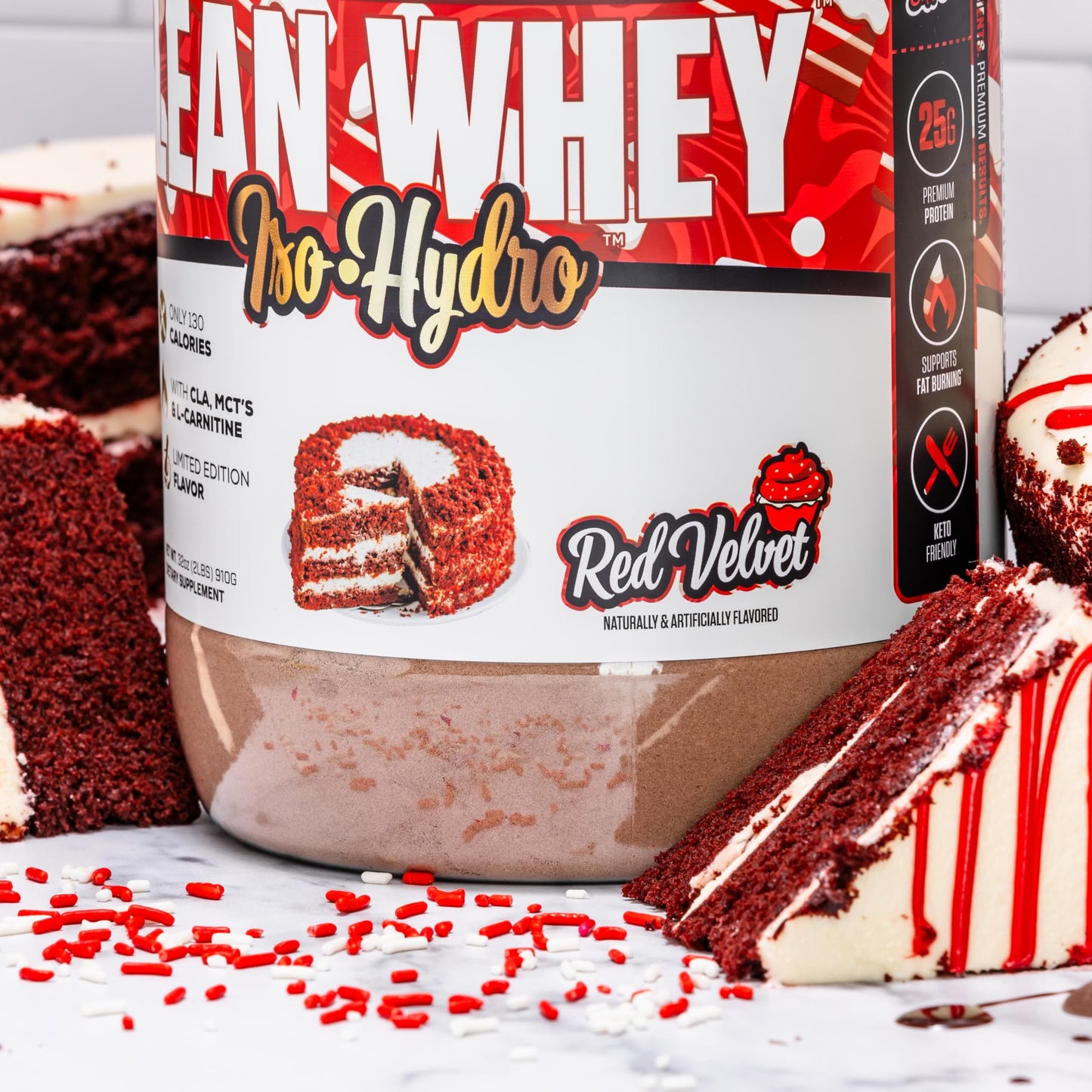 Musclesport Lean Whey Revolution™ Protein Powder - Whey Protein Isolate - Low Calorie, Low Carb, Low Fat, Incredible Flavors - 25g Protein per Scoop - 2lb Red Velvet