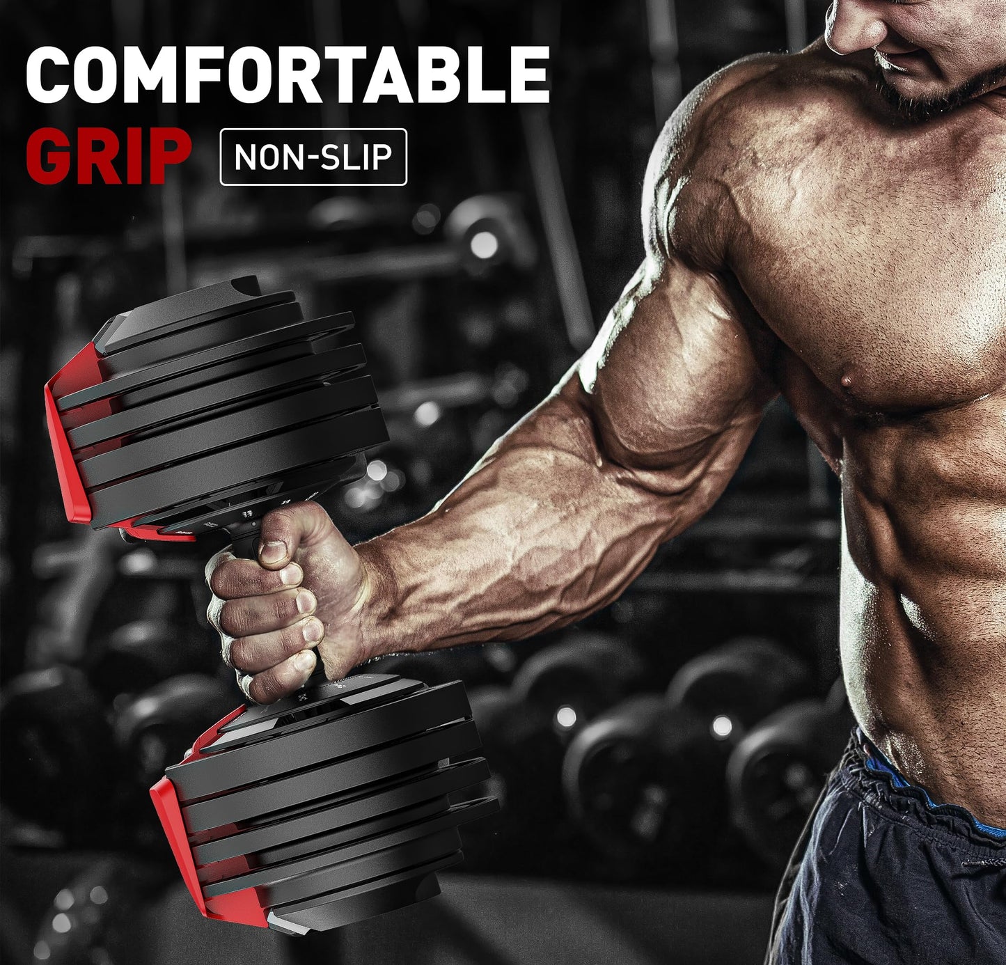Motion Space 3-In-1 Adjustable Dumbbell Set, 54LBS Barbell Kettlebell with 12 Free Weights, 1-Sec Fast Adjustable, Premium Comfort Non-slip Metal Handle, Compact Size for Full Body Home Workout