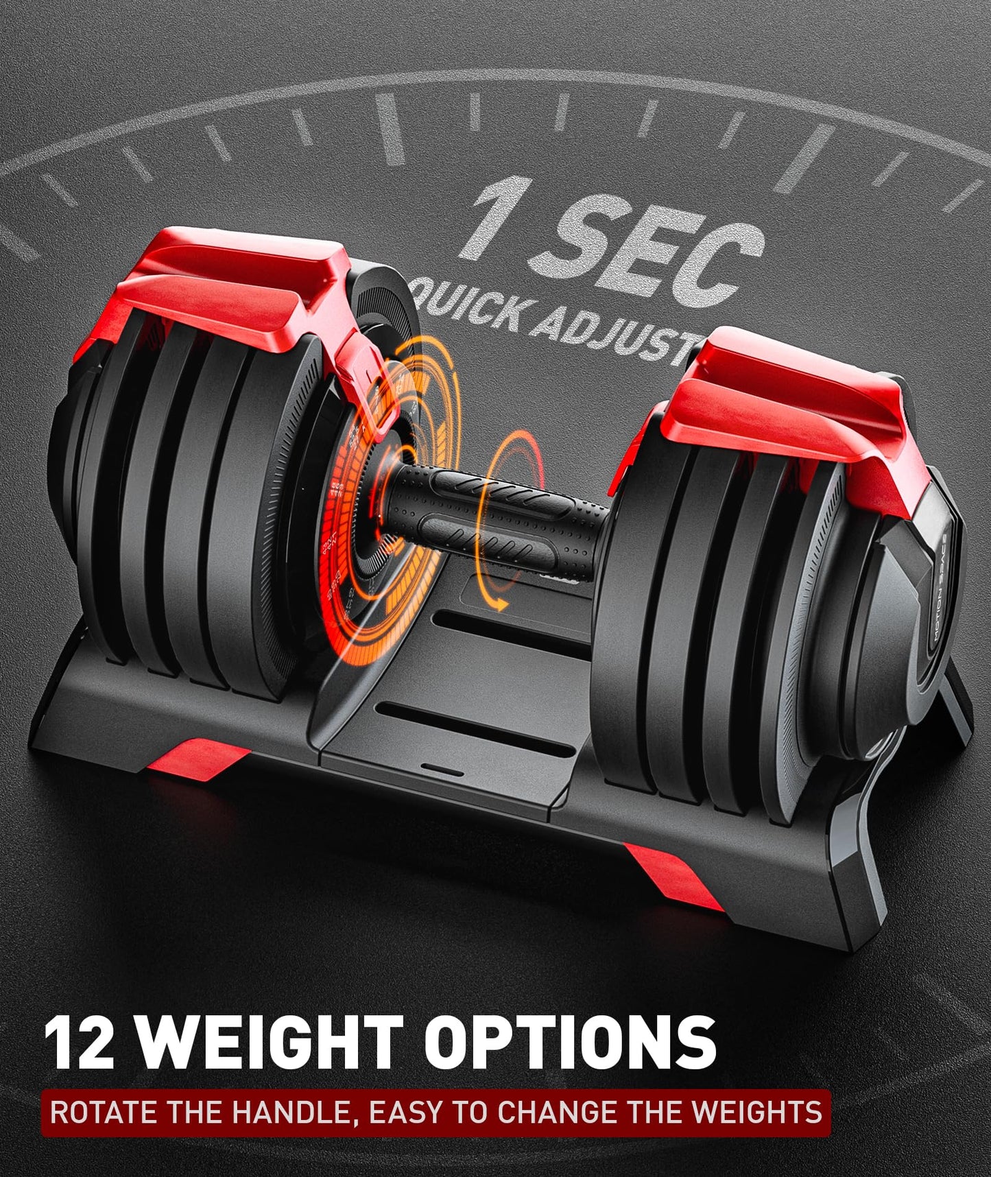 Motion Space 3-In-1 Adjustable Dumbbell Set, 54LBS Barbell Kettlebell with 12 Free Weights, 1-Sec Fast Adjustable, Premium Comfort Non-slip Metal Handle, Compact Size for Full Body Home Workout