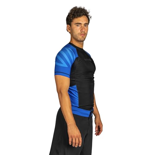 Sanabul Essentials Short Sleeve Compression Shirt for Men | Jiu Jitsu BJJ T Shirt (X-Small, Blue)