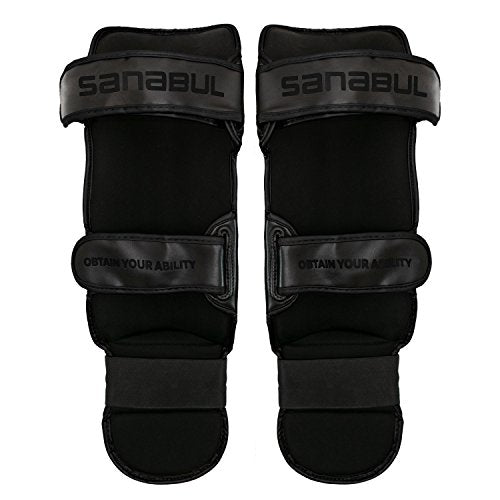 Sanabul Essential Kickboxing Shin Guards with Hook & Loop Straps | Pro-Tested & Versatile Shin Pads for MMA, Muay Thai, and Kickboxing - Tailored for Comfort and Mobility (Black, L/XL)