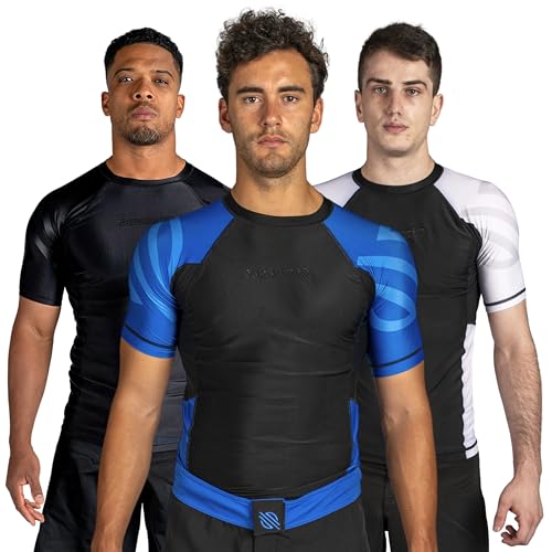 Sanabul Essentials Short Sleeve Compression Shirt for Men | Jiu Jitsu BJJ T Shirt (X-Small, Blue)