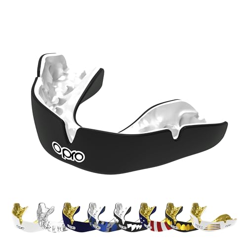 OPRO Instant Custom-Fit Mouth Guard, Dentist Mouthguard, Revolutionary Fitting Technology for Ultimate Comfort, Protection & Fit, Gum Shield for Rugby, Boxing, Hockey, MMA (Black, Adult)