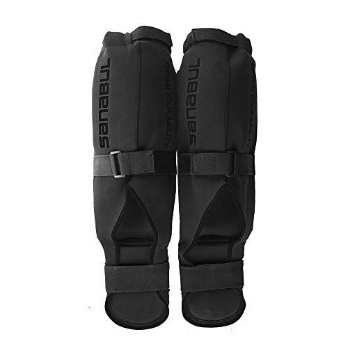 Sanabul Essential Hybrid Kickboxing MMA Shin Guards Black, Small/Medium