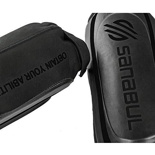 Sanabul Essential Hybrid Kickboxing MMA Shin Guards Black, Small/Medium