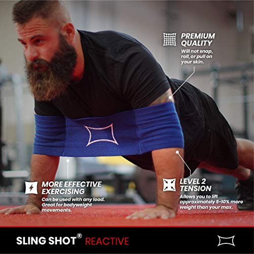 Sling Shot Mark Bell Reactive Exercise Assistance Workout Band for Men and Women to Assist with Bench Press, Dips, and Push Ups – (Level 2 Tension, Blue, 2X-Large)