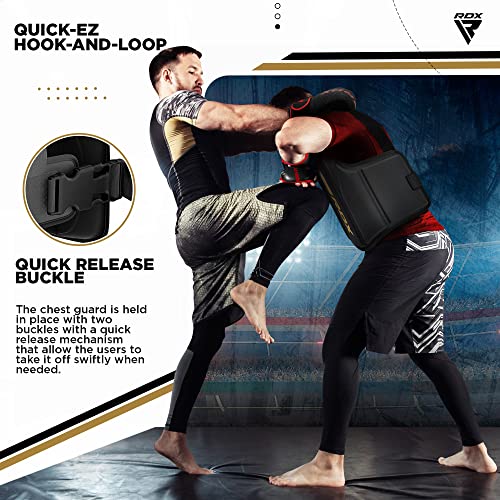 RDX Boxing Body Protector, MMA Kickboxing Muay Thai Boxing Chest Guard, Sparring Training Heavy Punching, Kara Adjustable Strike Shield, Martial Arts Upper Body Ribs Protection Pad, Taekwondo Vest