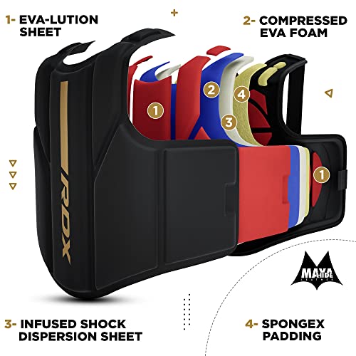 RDX Boxing Body Protector, MMA Kickboxing Muay Thai Boxing Chest Guard, Sparring Training Heavy Punching, Kara Adjustable Strike Shield, Martial Arts Upper Body Ribs Protection Pad, Taekwondo Vest
