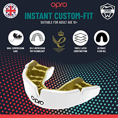 OPRO Instant Custom-Fit Mouth Guard, Dentist Mouthguard, Revolutionary Fitting Technology for Ultimate Comfort, Protection & Fit, Gum Shield for Rugby, Boxing, Hockey, MMA (Black, Adult)