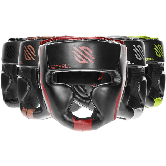 Sanabul Essential Boxing Headgear for Men & Women | Muay Thai and MMA Headgear | Sparring Headgear | Boxing Head Gear with Full Face Coverage (Red, L/XL)