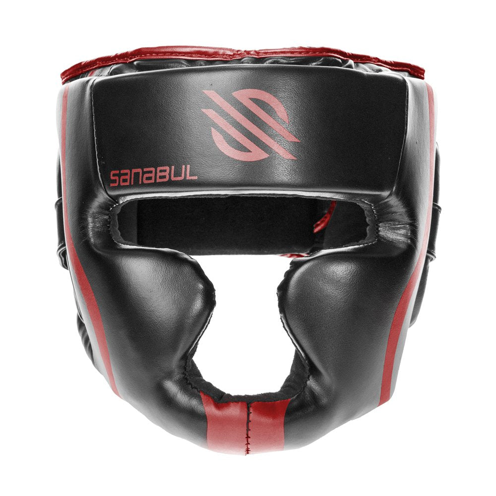 Sanabul Essential Boxing Headgear for Men & Women | Muay Thai and MMA Headgear | Sparring Headgear | Boxing Head Gear with Full Face Coverage (Red, L/XL)