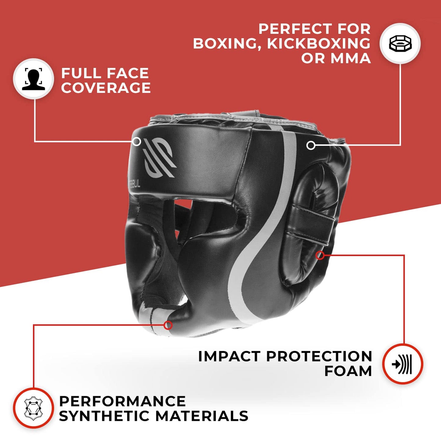 Sanabul Essential Boxing Headgear for Men & Women | Muay Thai and MMA Headgear | Sparring Headgear | Boxing Head Gear with Full Face Coverage (Red, L/XL)