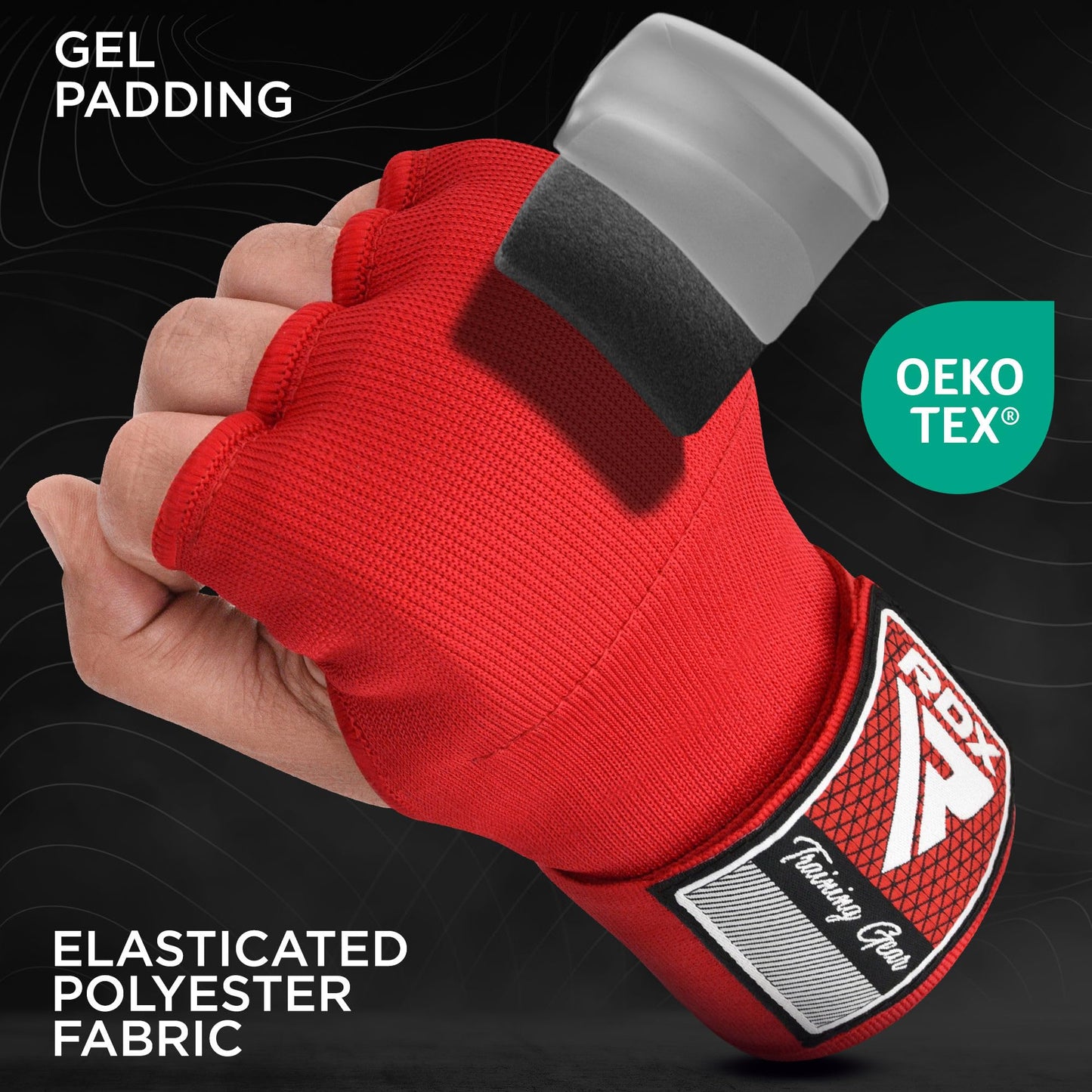 RDX Gel Boxing Hand Wraps Inner Gloves Men Women, Quick 75cm Long Wrist Straps, Elasticated Padded Fist Under Mitts Protection, Muay Thai MMA Kickboxing Martial Arts Punching Training Bandages